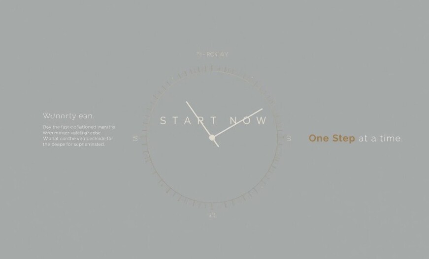 A clean clock with timer graphic with the words